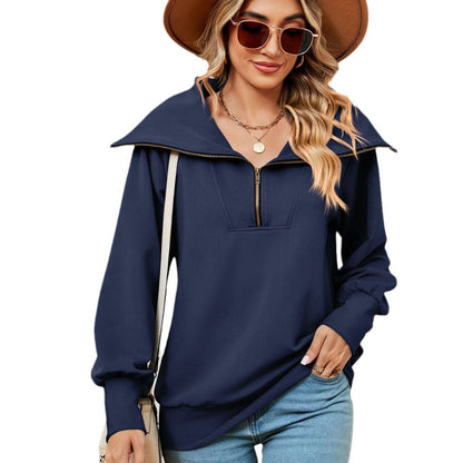 Pull femme avec col montant moderne et fermeture éclair Chic und Stil