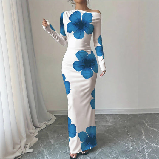 Robe longue élégante à manches longues pour dames avec motif floral Chic und Stil