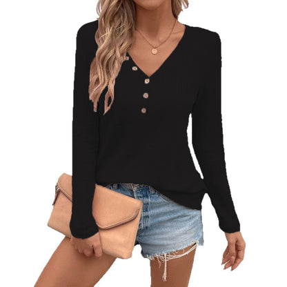 Pull femme stretch à col en V avec boutons Chic und Stil