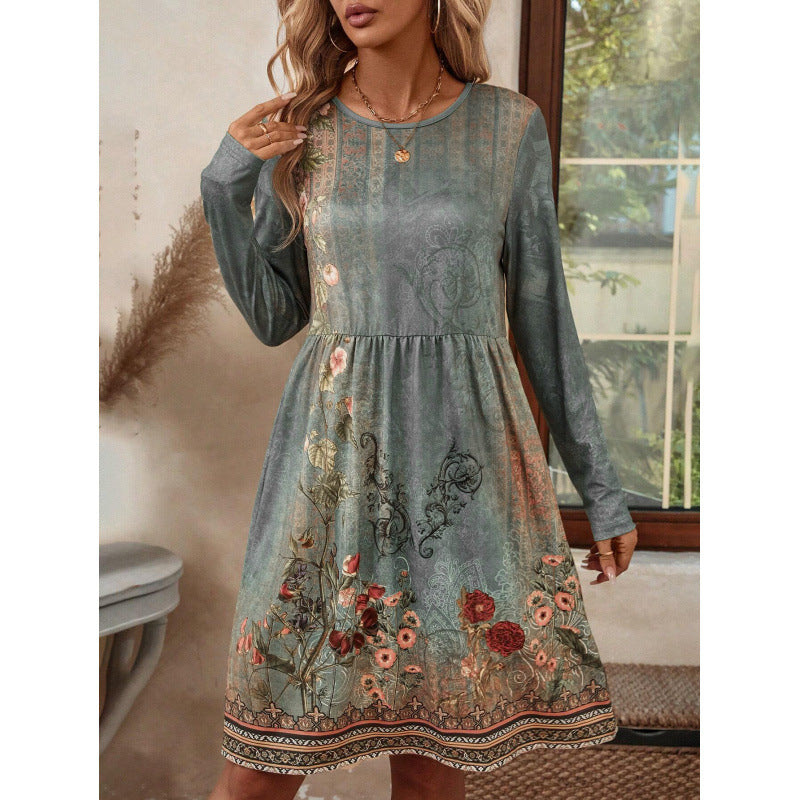 Robe décontractée femme avec motif floral et manches longues Chic und Stil