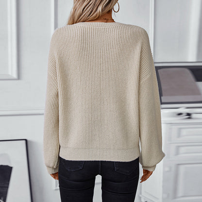 Pull en tricot pour femmes avec décolleté en V et motif texturé décoratif Chic und Stil