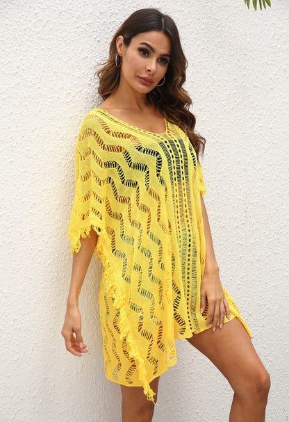 Dames Breezy Crochet Plage Couverture Poncho Chic und Stil