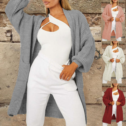Dames grand cardigan en tricot avec des manches volumineuses et des poches ouvertes Chic und Stil