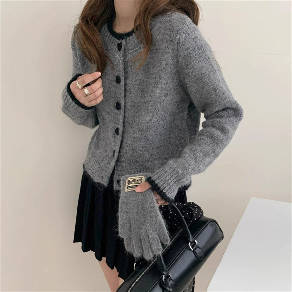 Dames gilet en tricot douillet avec boutons en forme de cœur et conception de manches raffinée Chic und Stil