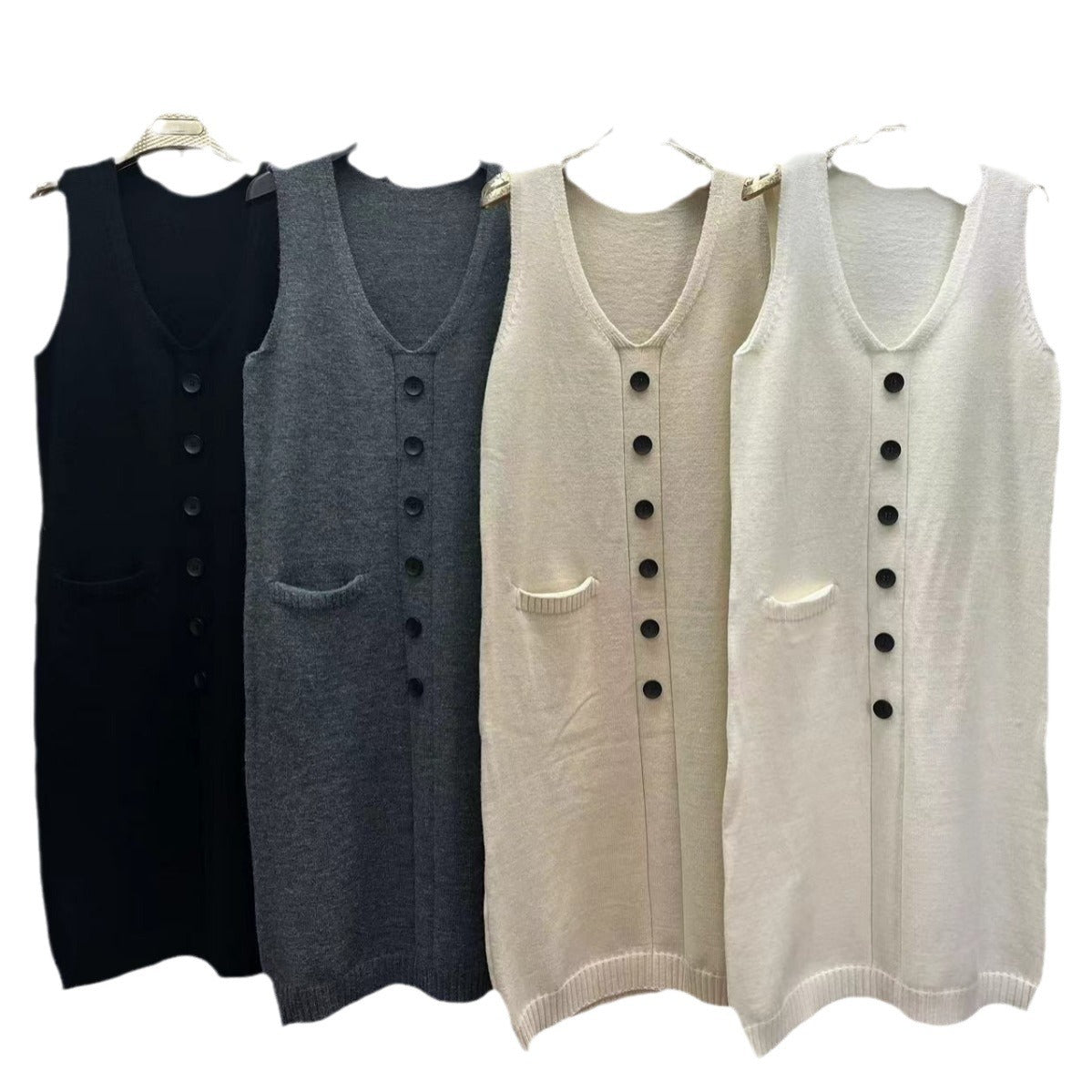 Robe en tricot durable pour femmes avec patte de boutonnage et poches Chic und Stil
