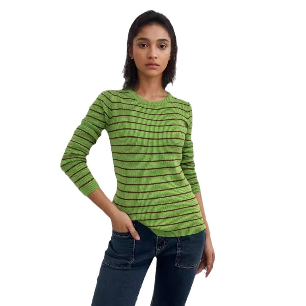 Pull en maille côtelée pour femmes avec motif à rayures et manches longues Chic und Stil