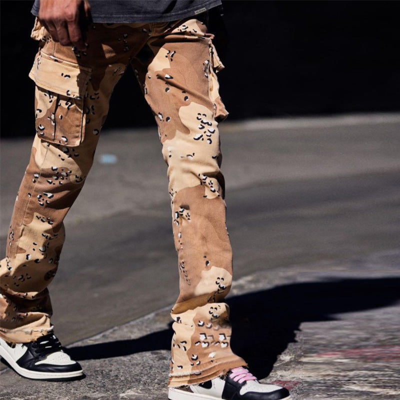 Men's cargo pants with modern animal print and practical side pockets Chic and Style