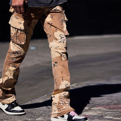Men's cargo pants with modern animal print and practical side pockets Chic and Style