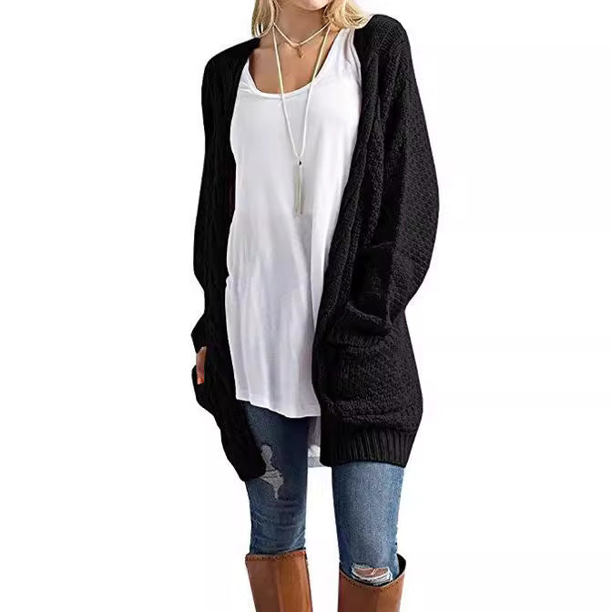 Dames cardigan en tricot confortable avec poches et motif torsadé Chic und Stil