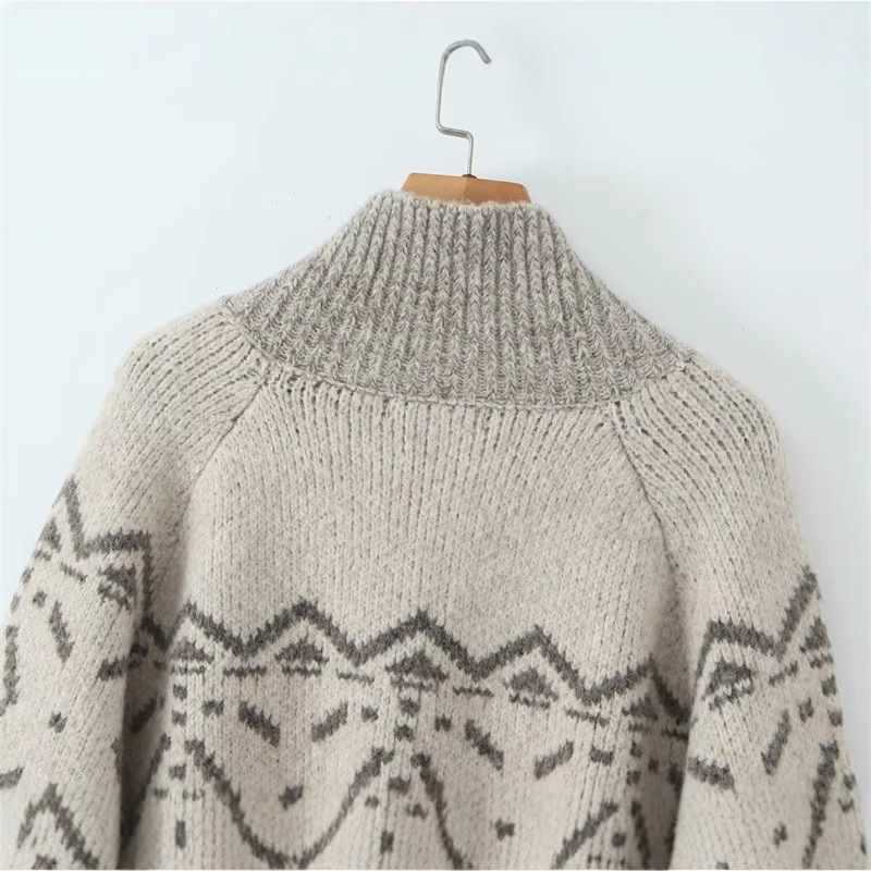 Damen warme Strickjacke mit traditionellen Mustern Chic und Stil