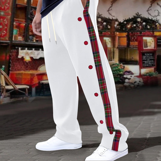 Pantalon de loisir sportif pour hommes avec boutons latéraux et motif à carreaux Chic und Stil
