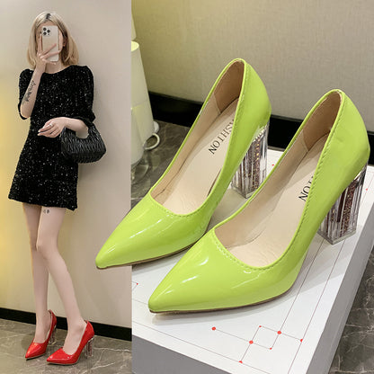 Dames Élégants Talons Hauts avec Talon Bloc Transparent Chic und Stil