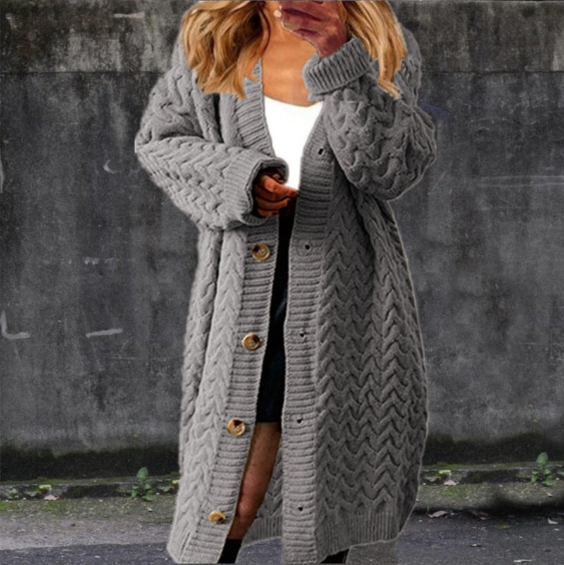 Cardigan en gros tricot pour femmes avec des détails de bouton élégants et un design structuré Chic und Stil