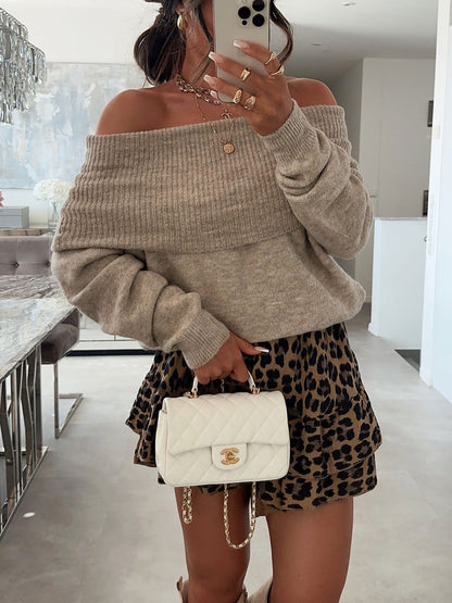 Pull-over décontracté pour femmes à épaules dénudées avec structure côtelée Chic und Stil