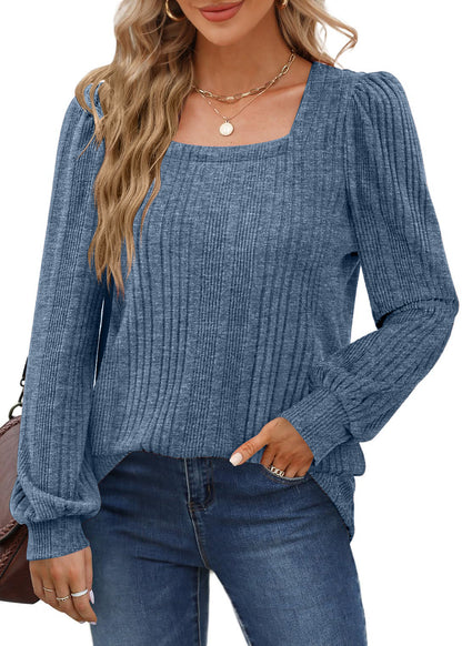 Pull en tricot confortable pour femmes avec structure côtelée et manches bouffantes Chic und Stil
