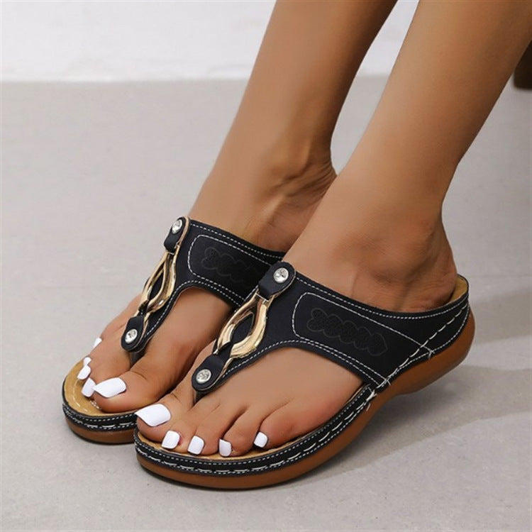 Dames Confort Casual Plat Doigts de pied Sandales Chic und Stil
