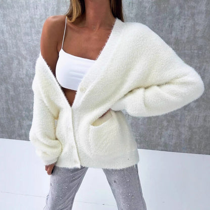 Dames Cardigan en molleton à boutons avec coupe décontractée Chic und Stil