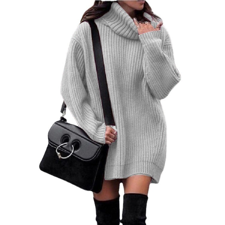 Robe en tricot pour femmes avec col montant et structure en côtes Chic und Stil
