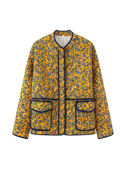 Flower quilted jacket for women with practical pockets Chic and Style