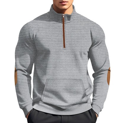 Sporty pullover for men with half-zip closure and textured surface Chic and Style
