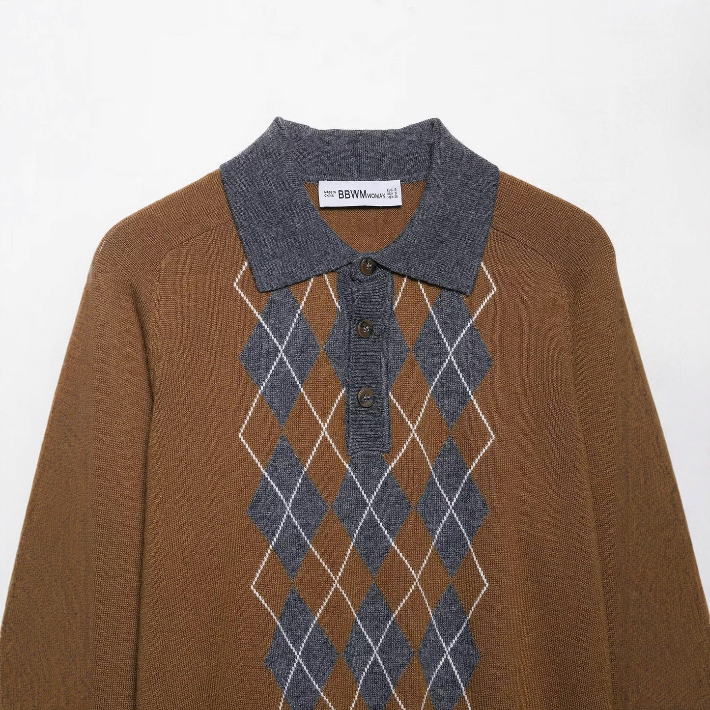 Pull femme avec col polo classique et motif diamant moderne Chic und Stil