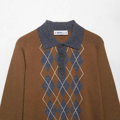 Pull femme avec col polo classique et motif diamant moderne Chic und Stil