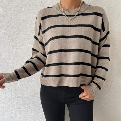 Pull à tricoter décontracté pour femmes avec des motifs rayés fascinants Chic und Stil