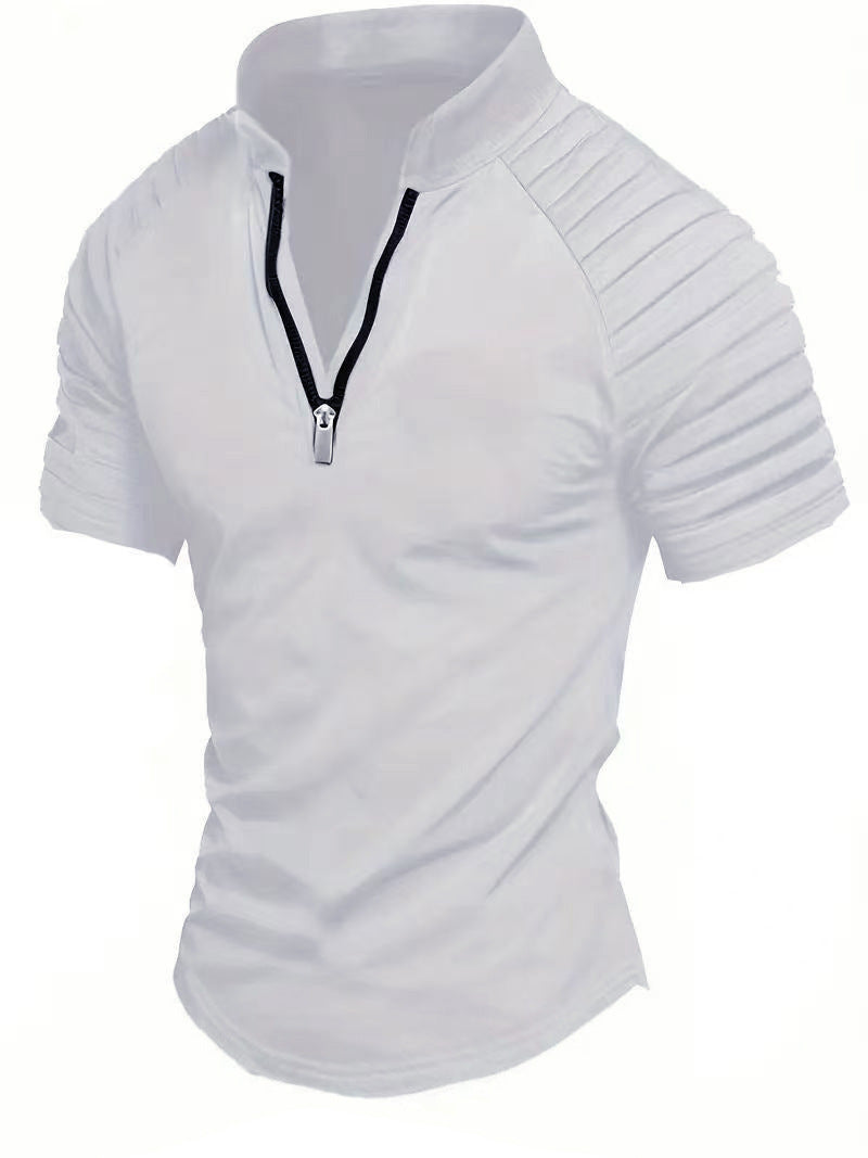 T-shirt de sport à manches courtes pour hommes avec fermeture éclair structurée Chic und Stil