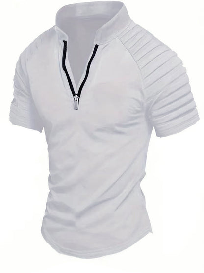 T-shirt de sport à manches courtes pour hommes avec fermeture éclair structurée Chic und Stil