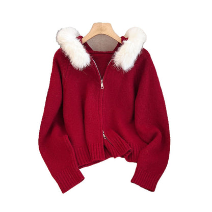 Cardigan Femme Douillet avec Col en Fourrure Synthétique Amovible Chic & Stil