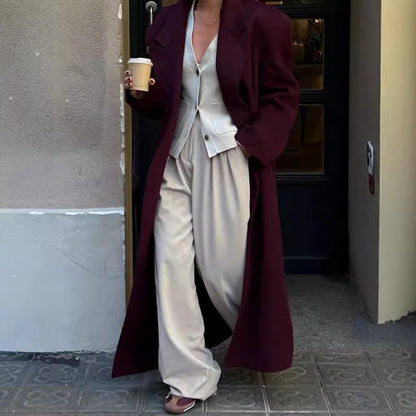 Ladies elegant wool coat with double-breasted design Chic and Style