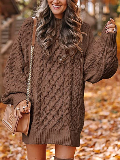 Pull en tricot épais pour femmes avec des manches volumineuses et un motif torsadé décoratif Chic und Stil
