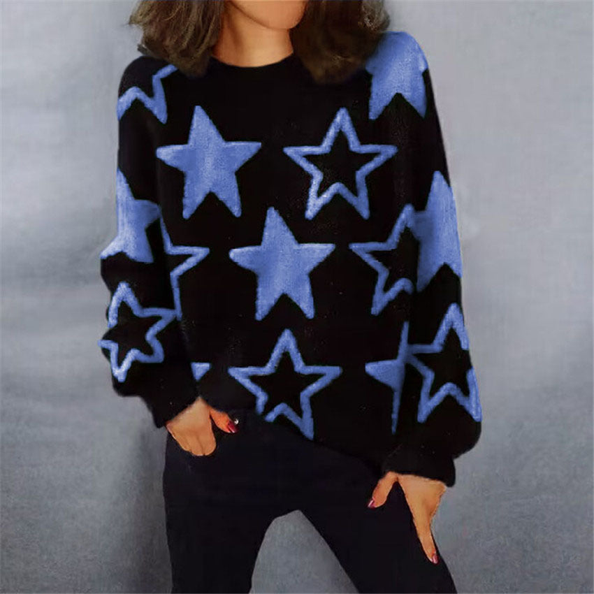 Dames Pull en tricot confortable avec motif étoilé et coupe décontractée Chic und Stil