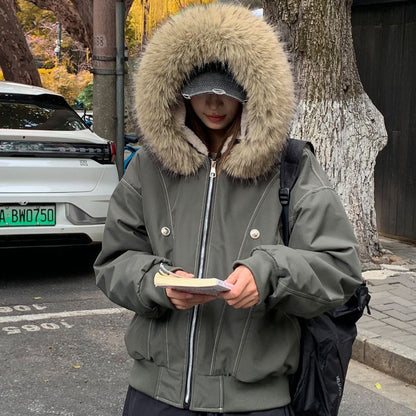 Dames d'hiver rembourrée avec col en fausse fourrure amovible et grandes poches Chic und Stil