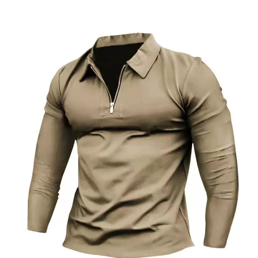 Functional T-shirt for men with high collar and half-zip Chic und Stil
