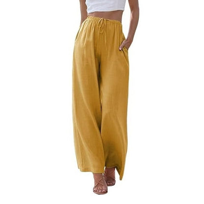 Wide palazzo pants for women with elastic waistband and side pockets Chic und Stil