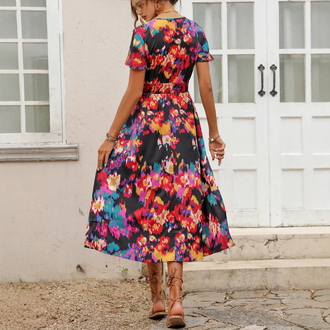 Robe maxi pour femmes avec design à enrouler et motif floral Chic und Stil