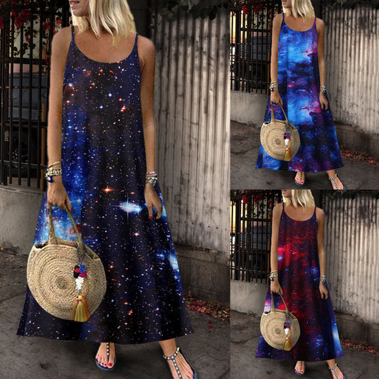 Robe Maxi Imprimé Galaxy Chic und Stil pour Femmes