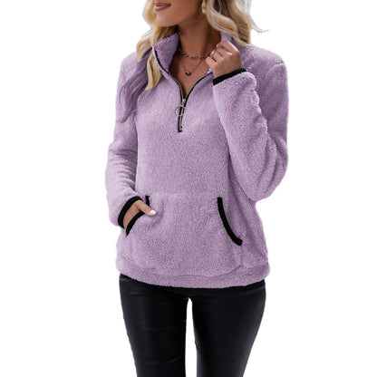 Pull en polaire pour femmes avec poches contrastées et zip Chic und Stil