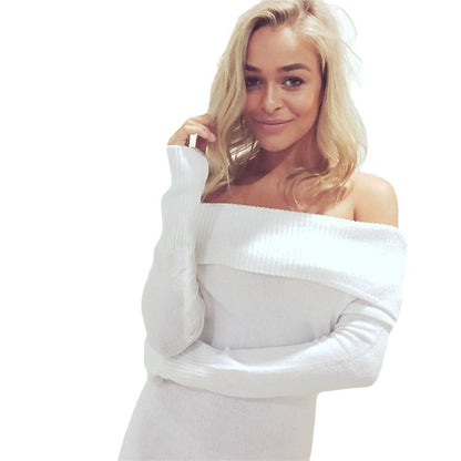 Robe tricot à épaules dénudées pour femmes avec coupe ajustée et fine structure en côtes Chic und Stil