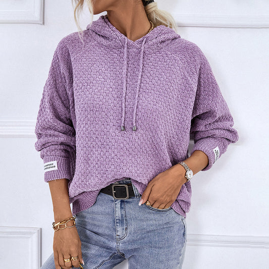 Sweat à capuche pour femmes en tricot texturé avec cordon de serrage Chic und Stil