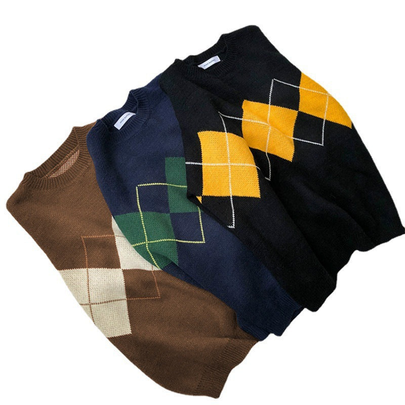 Pull en tricot épais pour femmes avec un motif à carreaux moderne et une coupe oversized décontractée Chic und Stil