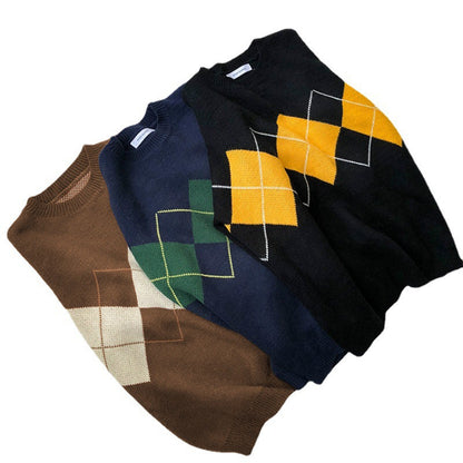 Pull en tricot épais pour femmes avec un motif à carreaux moderne et une coupe oversized décontractée Chic und Stil