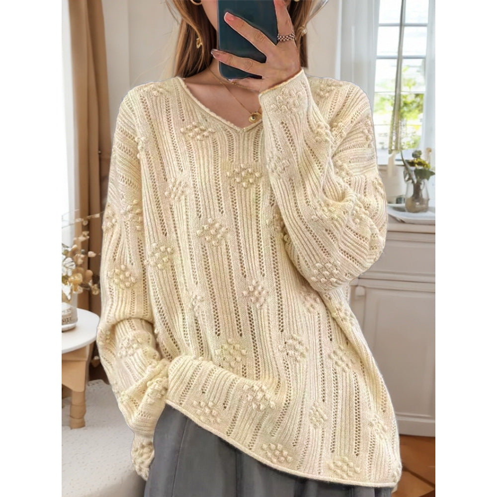 Pull en tricot pour femmes avec motif détaillé et décolleté en V Chic und Stil