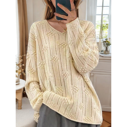 Pull en tricot pour femmes avec motif détaillé et décolleté en V Chic und Stil