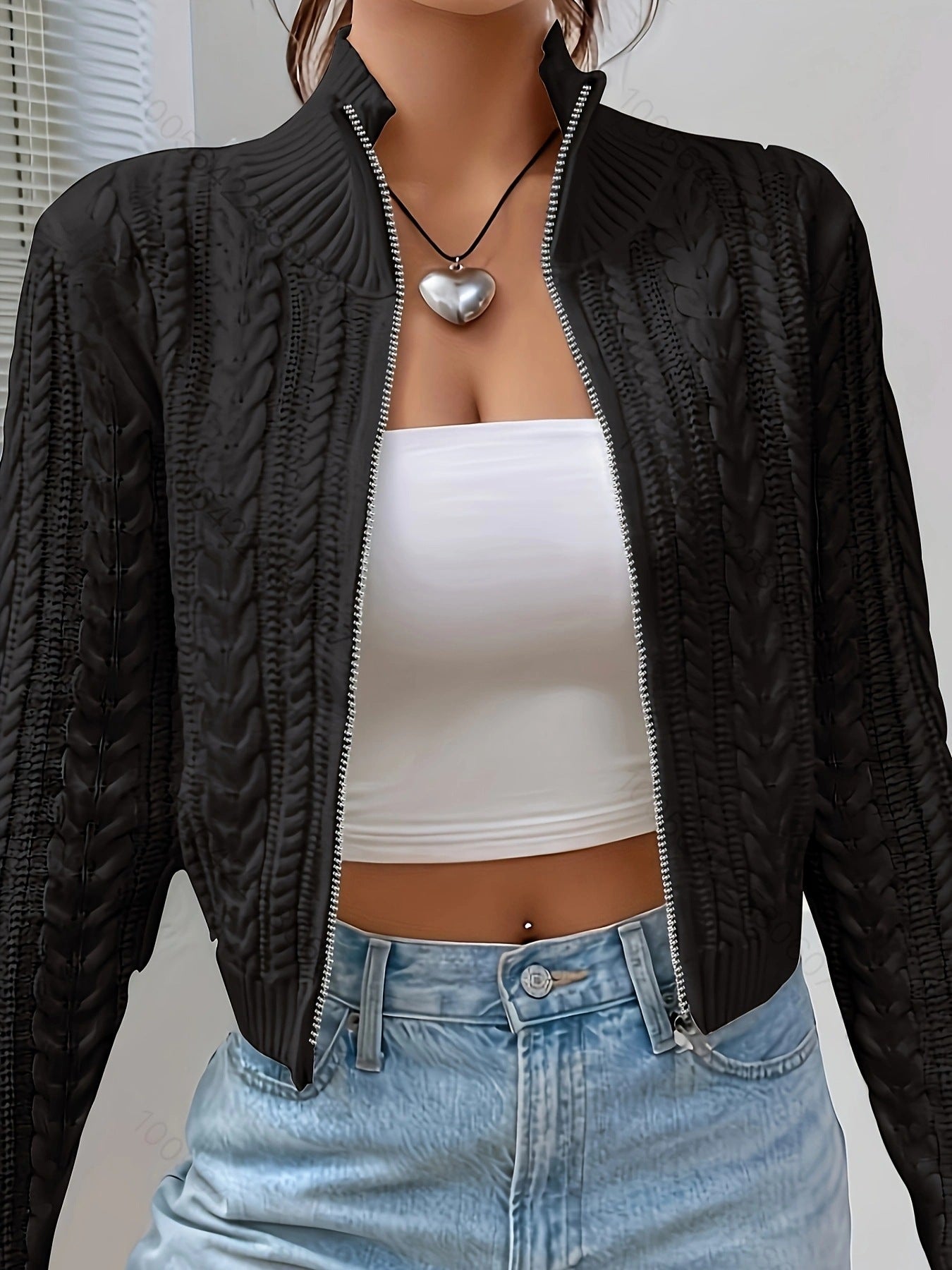 Cardigan pour femmes avec fermeture éclair moderne Chic und Still