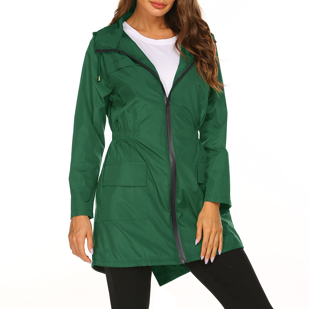 Dame veste de plein air imperméable avec capuche réglable et taille élastique Chic und Stil