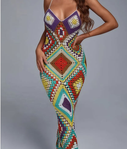 Robe maxi en tricot pour femmes au design en crochet unique Chic und Stil