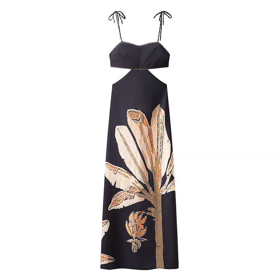Robe maxi pour femmes avec imprimé floral et bretelles élégantes Chic und Stil