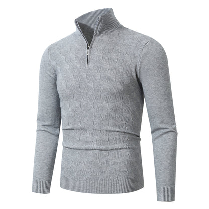 Casual knitted pullover for men with half-zip and textured pattern Chic und Stil